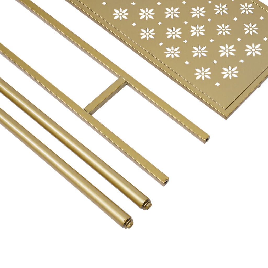 Boutique Adjustable Height Modern 2 Rods 1-Shelf Clothes Rack, Gold