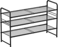 3-Tier Mesh Shoe Rack, Closet Metal 33" Wide Shoe Rack Organizer Heavy Duty, Black
