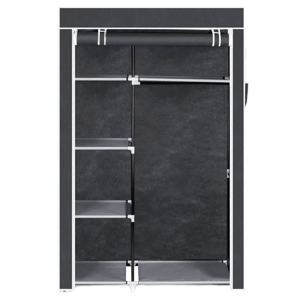 64" Portable Closet Organizer with Shelves - Heavy Duty Wardrobe Storage for Clothes, Gray Space-Saving Garment Rack, No Tools Assembly