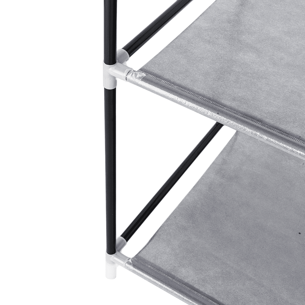 64" Portable Closet Organizer with Shelves - Heavy Duty Wardrobe Storage for Clothes, Gray Space-Saving Garment Rack, No Tools Assembly