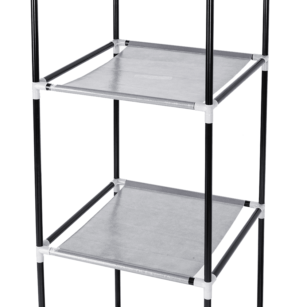 64" Portable Closet Organizer with Shelves - Heavy Duty Wardrobe Storage for Clothes, Gray Space-Saving Garment Rack, No Tools Assembly