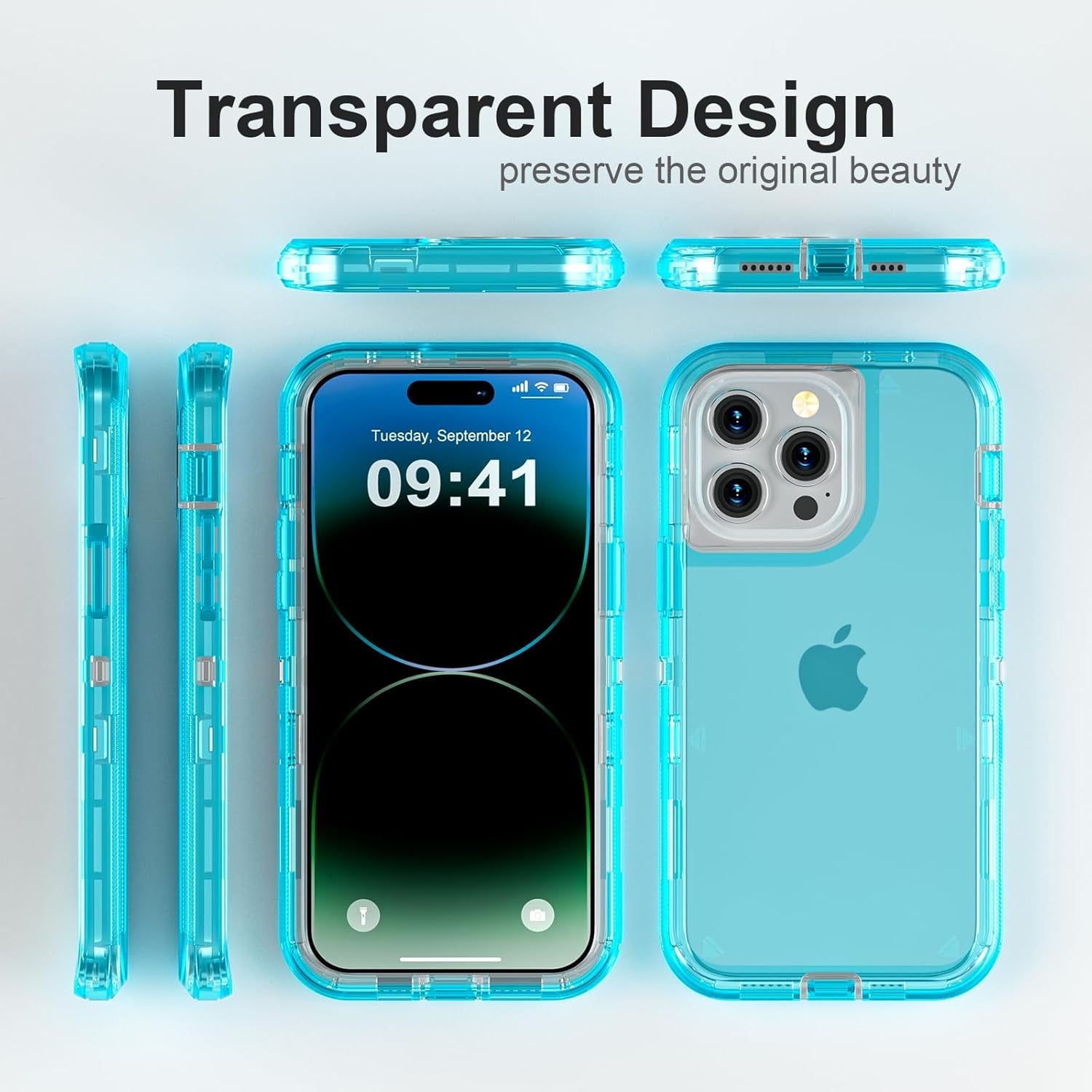For iPhone 12 Pro Max [6.7-inch] Heavy Duty Shockproof Protection Phone Cases, Anti-Drop, Triple Layer Transparent Protective Back Cover Case