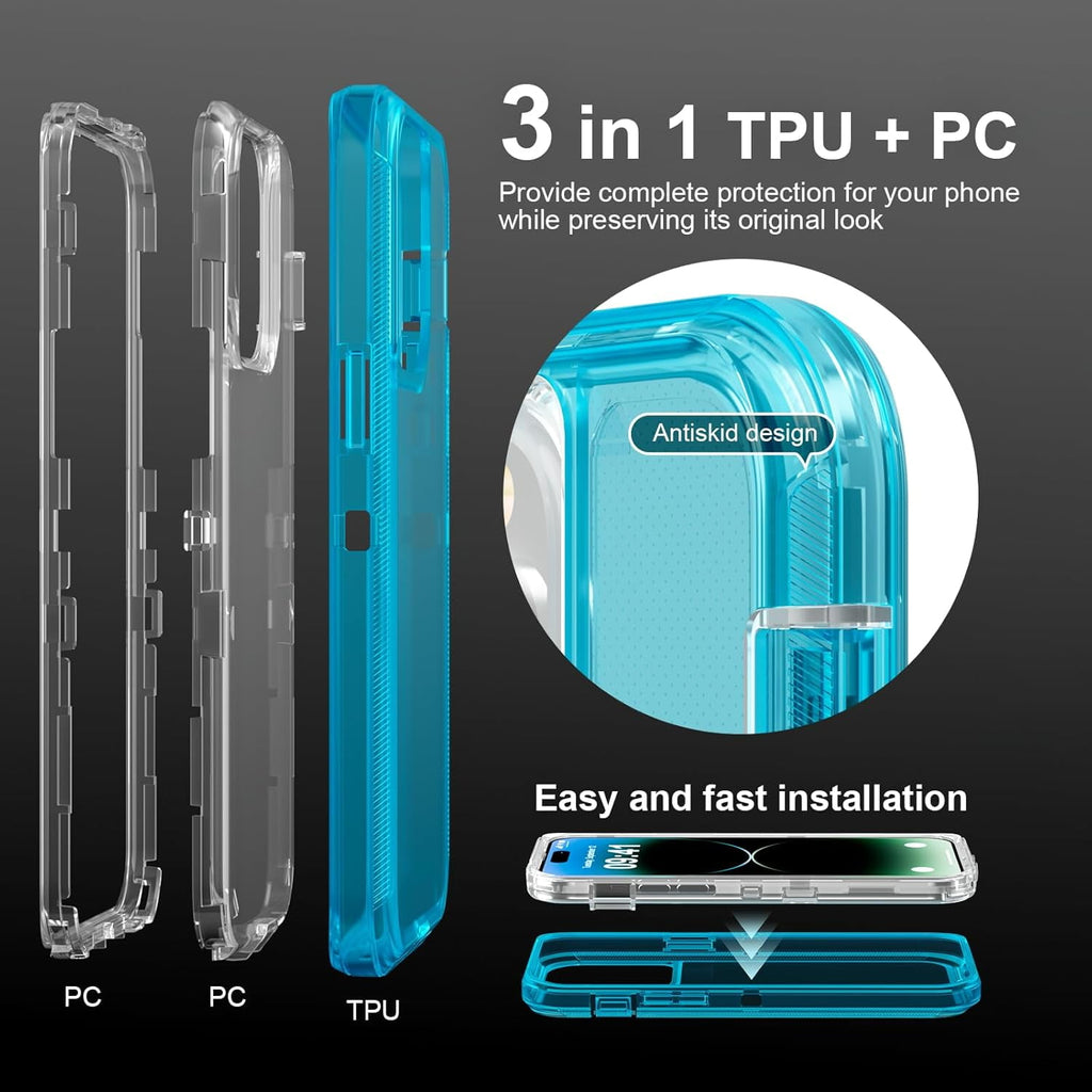 For iPhone 12 Pro Max [6.7-inch] Heavy Duty Shockproof Protection Phone Cases, Anti-Drop, Triple Layer Transparent Protective Back Cover Case