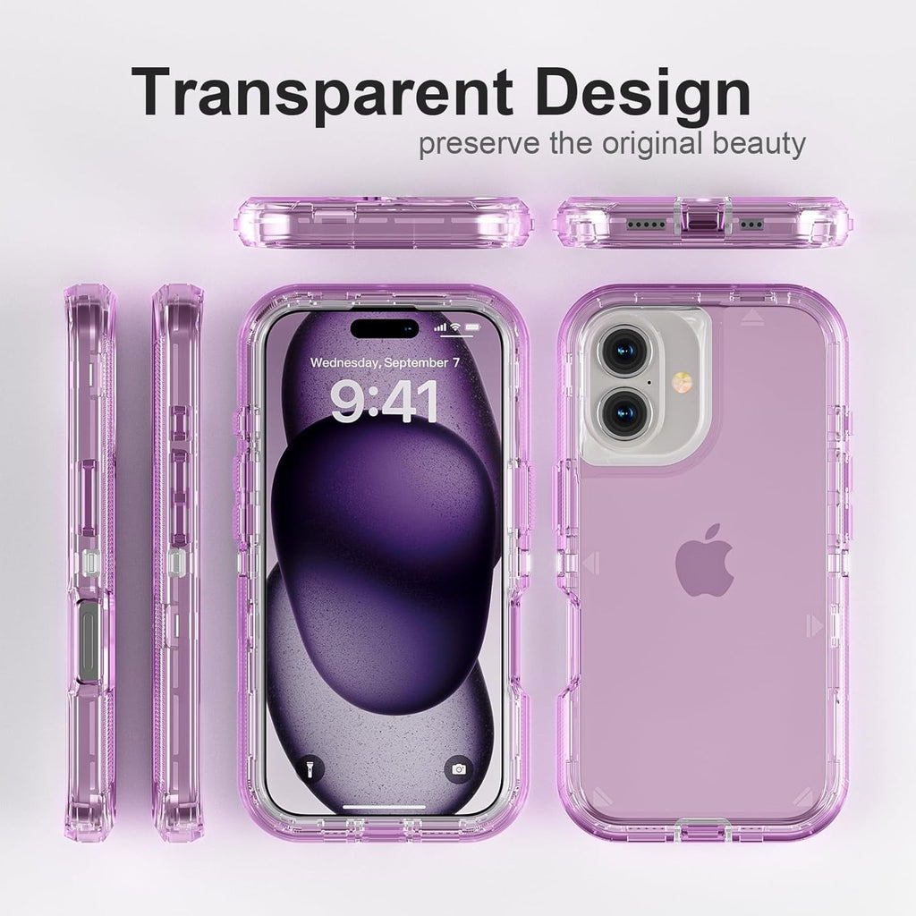 For iPhone 12 Pro Max [6.7-inch] Heavy Duty Shockproof Protection Phone Cases, Anti-Drop, Triple Layer Transparent Protective Back Cover Case