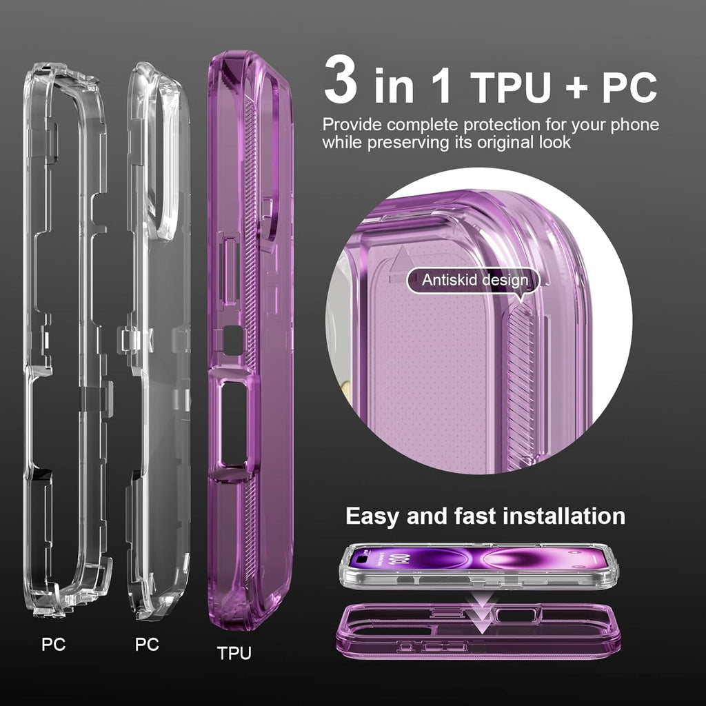 For iPhone 12 Pro Max [6.7-inch] Heavy Duty Shockproof Protection Phone Cases, Anti-Drop, Triple Layer Transparent Protective Back Cover Case