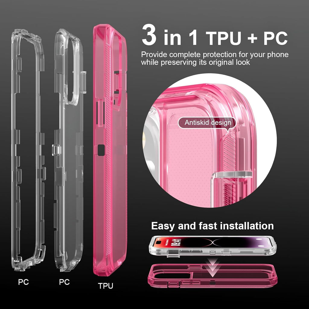 For iPhone 12 Pro Max [6.7-inch] Heavy Duty Shockproof Protection Phone Cases, Anti-Drop, Triple Layer Transparent Protective Back Cover Case