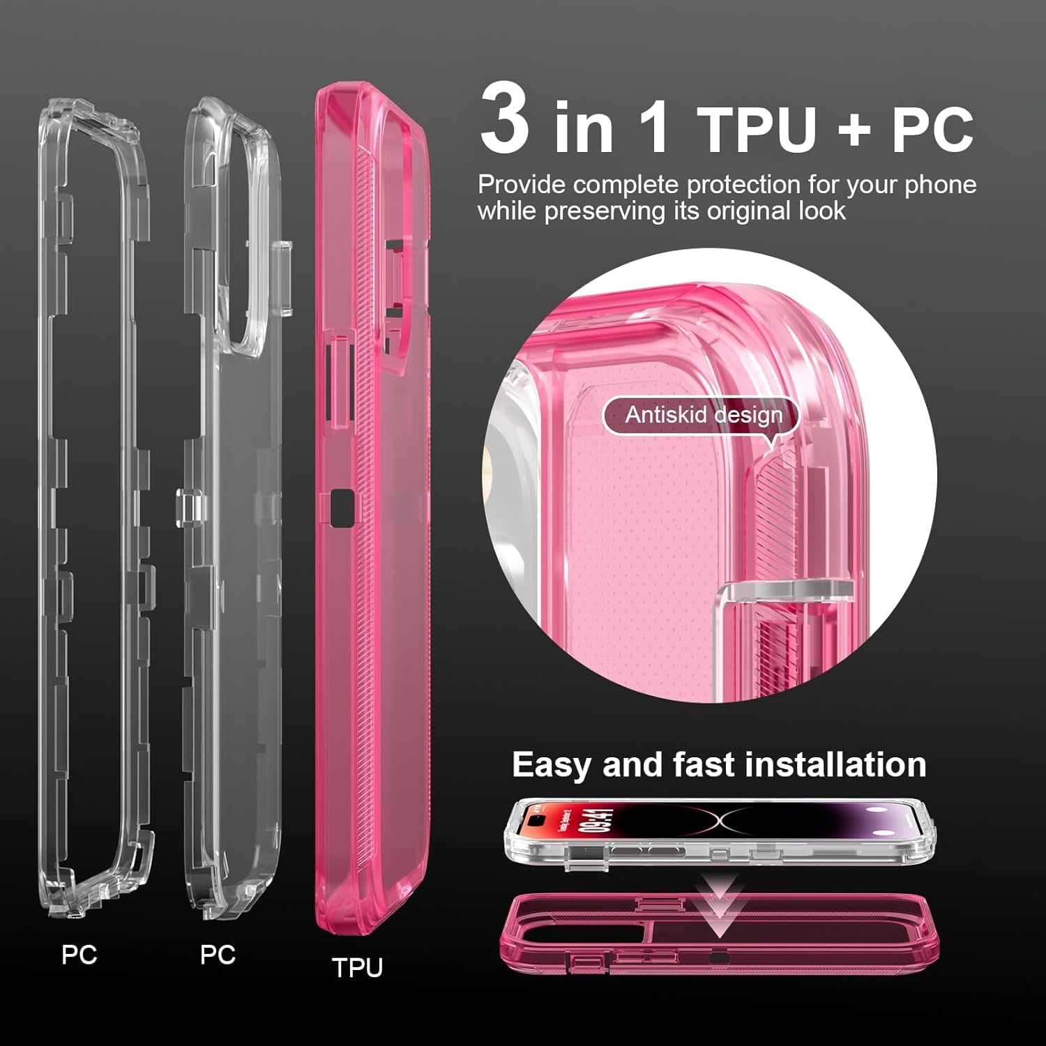 For iPhone 12 Pro Max [6.7-inch] Heavy Duty Shockproof Protection Phone Cases, Anti-Drop, Triple Layer Transparent Protective Back Cover Case
