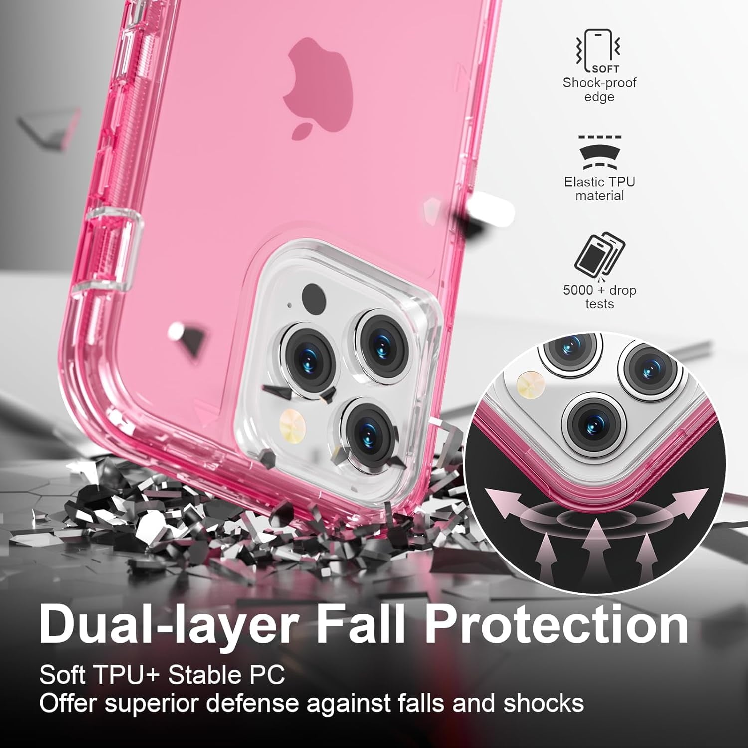 For iPhone 12 Pro Max [6.7-inch] Heavy Duty Shockproof Protection Phone Cases, Anti-Drop, Triple Layer Transparent Protective Back Cover Case