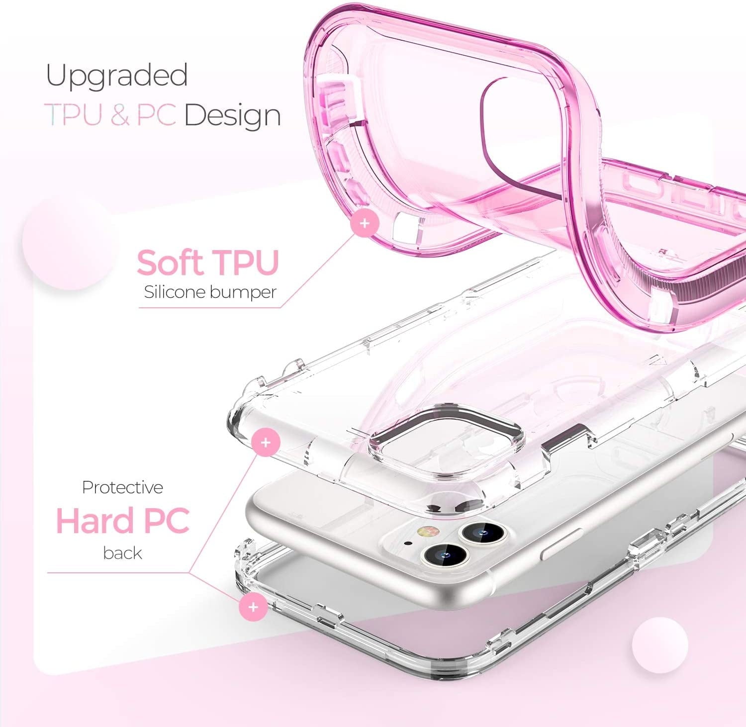 For iPhone 12 Pro Max [6.7-inch] Heavy Duty Shockproof Protection Phone Cases, Anti-Drop, Triple Layer Transparent Protective Back Cover Case
