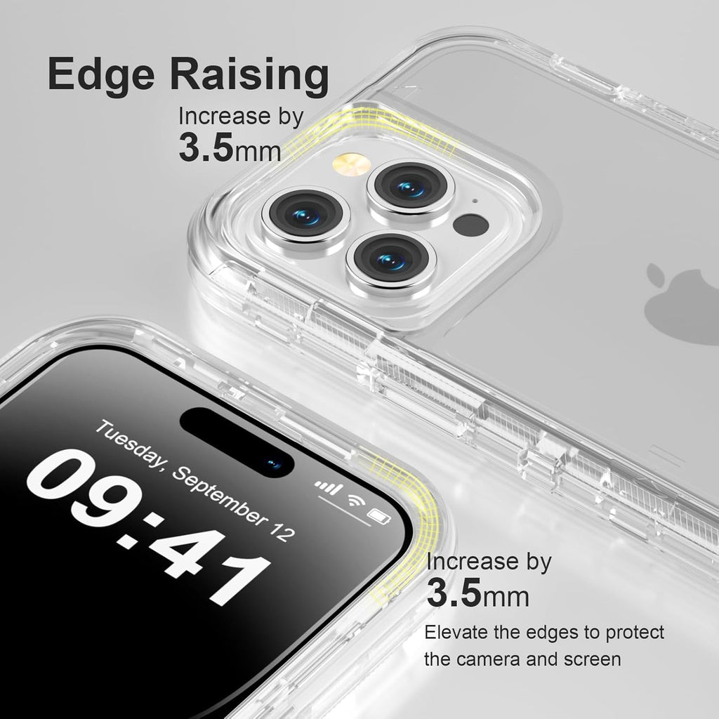 For iPhone 12 Pro Max [6.7-inch] Heavy Duty Shockproof Protection Phone Cases, Anti-Drop, Triple Layer Transparent Protective Back Cover Case