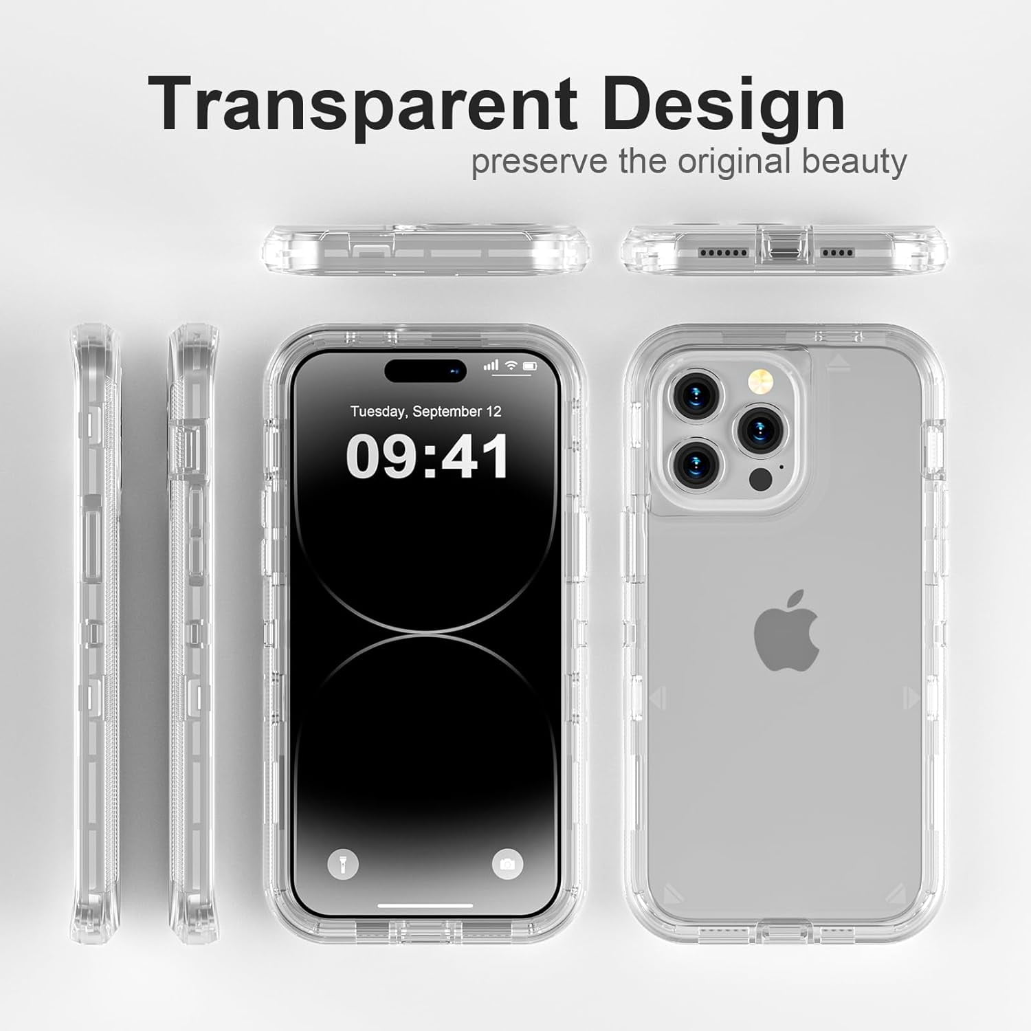 For iPhone 12 Pro Max [6.7-inch] Heavy Duty Shockproof Protection Phone Cases, Anti-Drop, Triple Layer Transparent Protective Back Cover Case