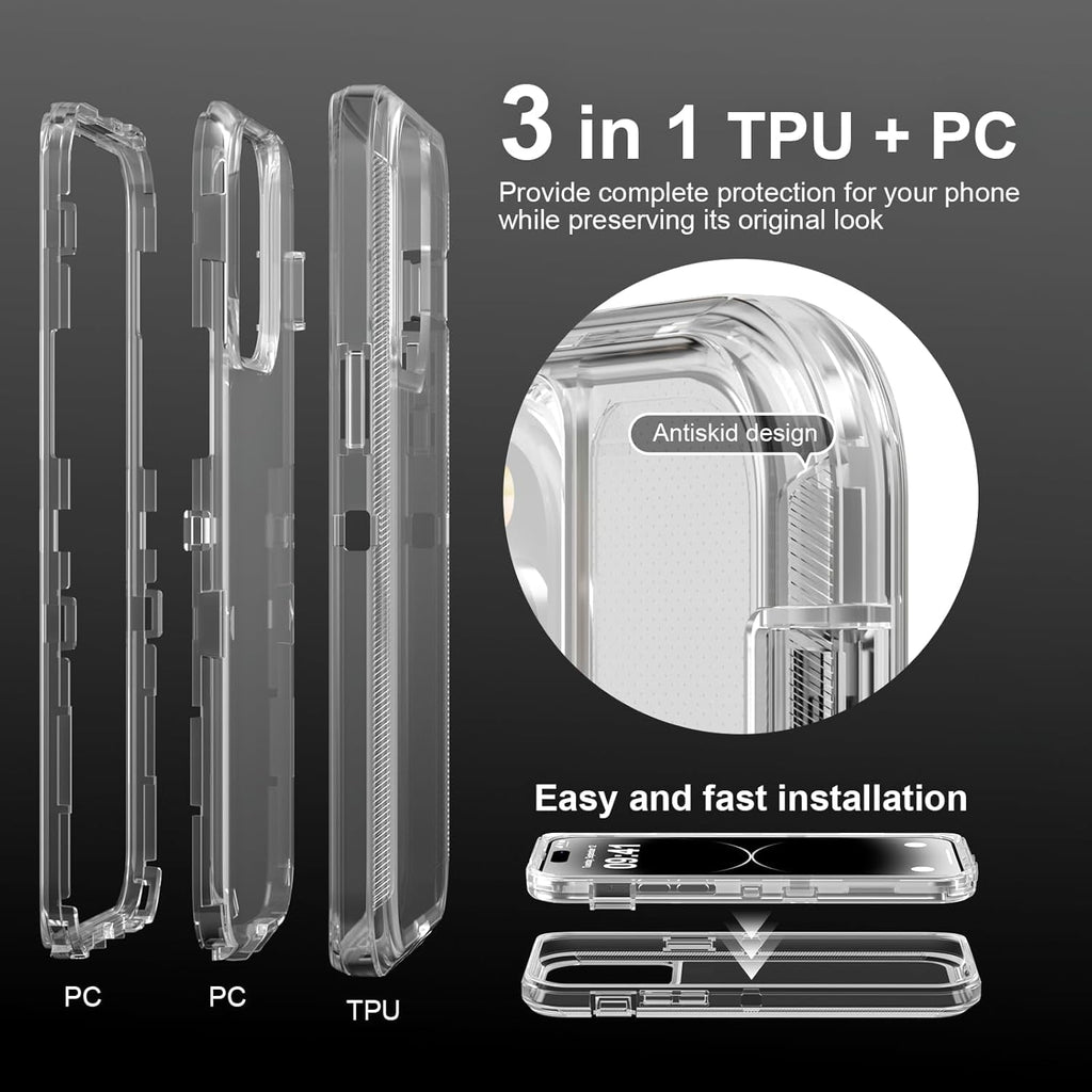 For iPhone 12 Pro Max [6.7-inch] Heavy Duty Shockproof Protection Phone Cases, Anti-Drop, Triple Layer Transparent Protective Back Cover Case