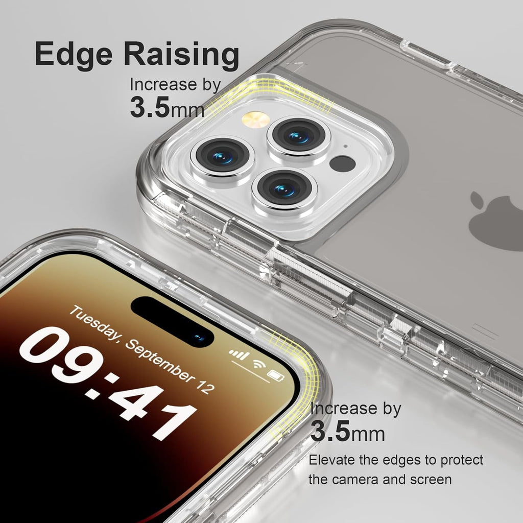 For iPhone 12 Pro Max [6.7-inch] Heavy Duty Shockproof Protection Phone Cases, Anti-Drop, Triple Layer Transparent Protective Back Cover Case