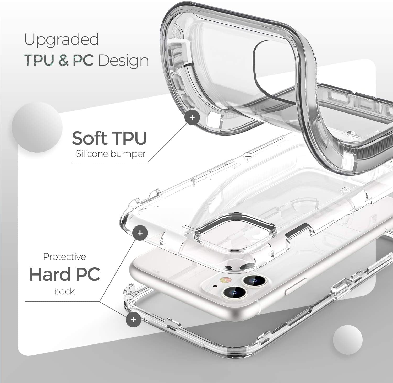 For iPhone 12 Pro Max [6.7-inch] Heavy Duty Shockproof Protection Phone Cases, Anti-Drop, Triple Layer Transparent Protective Back Cover Case