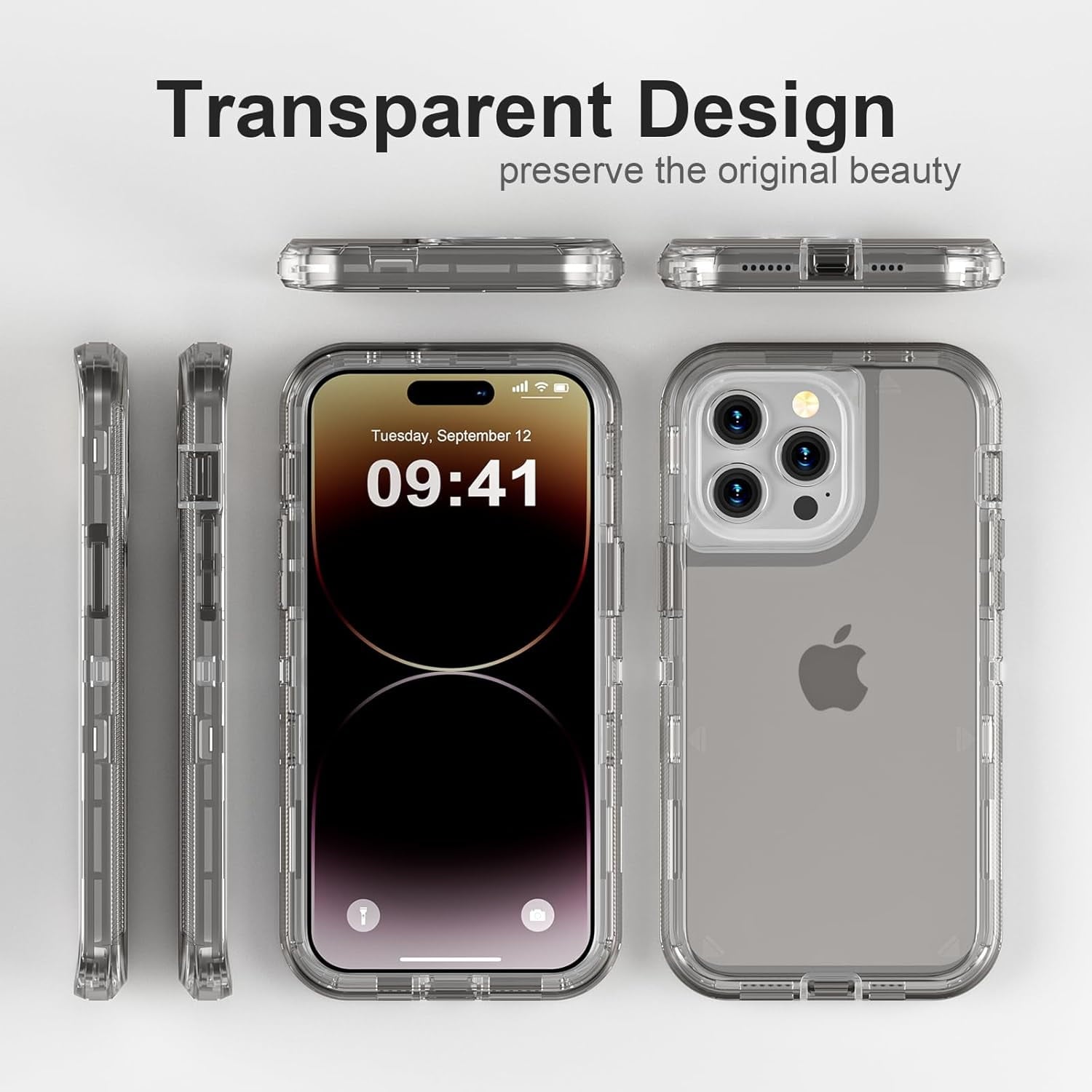 For iPhone 12 Pro Max [6.7-inch] Heavy Duty Shockproof Protection Phone Cases, Anti-Drop, Triple Layer Transparent Protective Back Cover Case