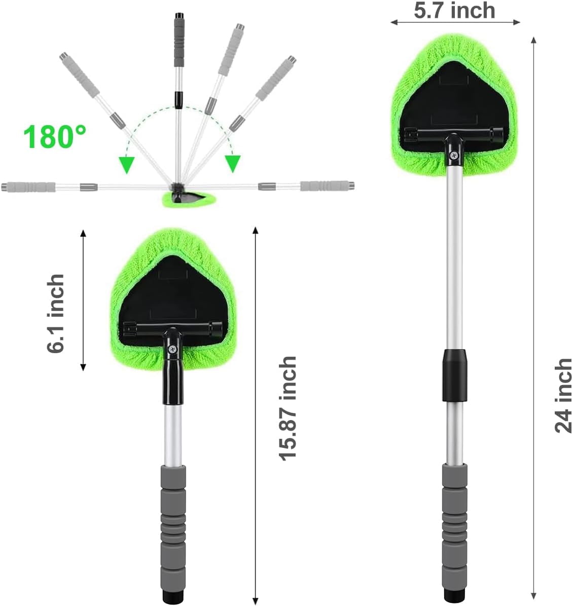 XINDELL Windshield Cleaner Tool – Car Interior Window Cleaning Kit with Extendable Handle &amp; 4 Microfiber Pads, Auto Wiper Inside Windshield Brush for Car &amp; Home Windows