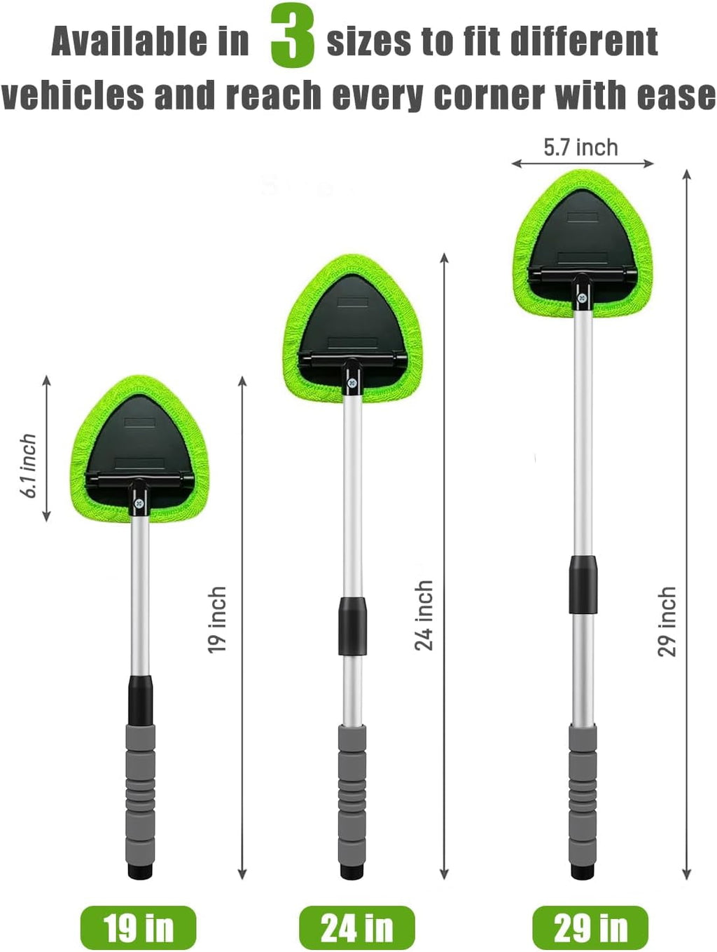 XINDELL Windshield Cleaner Tool – Car Interior Window Cleaning Kit with Extendable Handle &amp; 4 Microfiber Pads, Auto Wiper Inside Windshield Brush for Car &amp; Home Windows