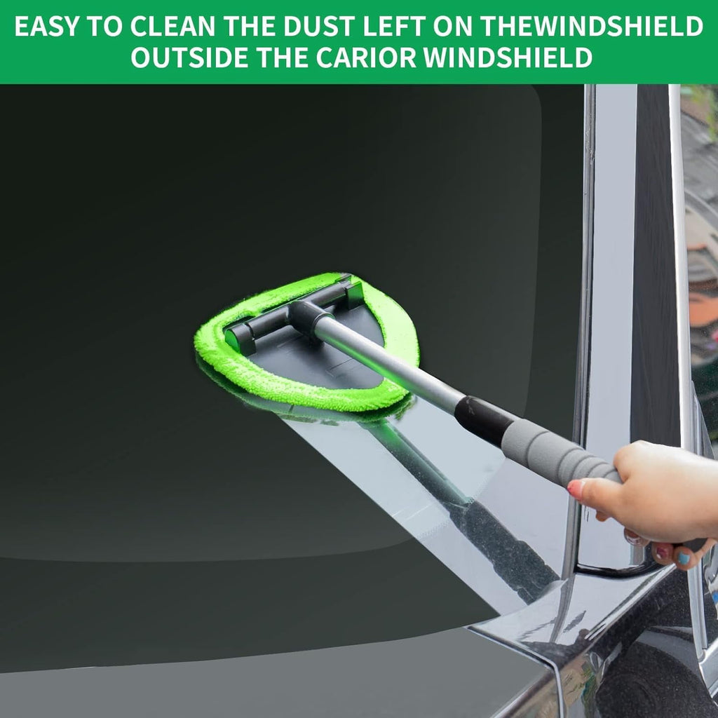 XINDELL Windshield Cleaner Tool – Car Interior Window Cleaning Kit with Extendable Handle &amp; 4 Microfiber Pads, Auto Wiper Inside Windshield Brush for Car &amp; Home Windows