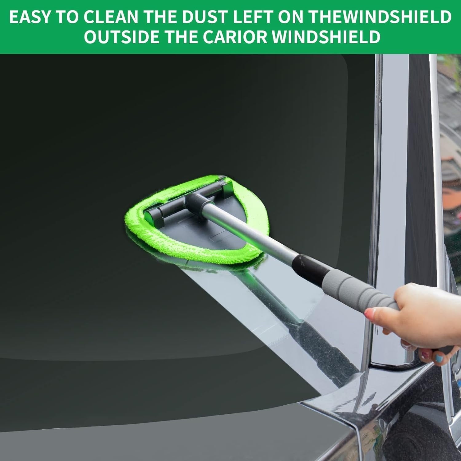 XINDELL Windshield Cleaner Tool – Car Interior Window Cleaning Kit with Extendable Handle &amp; 4 Microfiber Pads, Auto Wiper Inside Windshield Brush for Car &amp; Home Windows