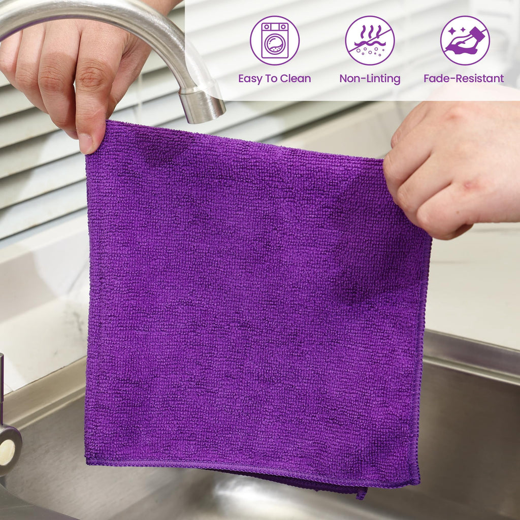 Microfiber Cleaning Cloths-12 Pack,Microfiber Towels For Cars &amp; Kitchen,Highly Absorbent Cleaning Towel,Lint Free Streak Free Rags For House,Window,Grey(12.2"x12.2")