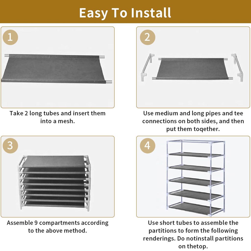 Dustproof Gray Shoe Rack with Detachable Cover, Closet Fit Sturdy Frame Easy Assembly, 10 Tiers Shoe Storage Organizer for Entryway Bedroom