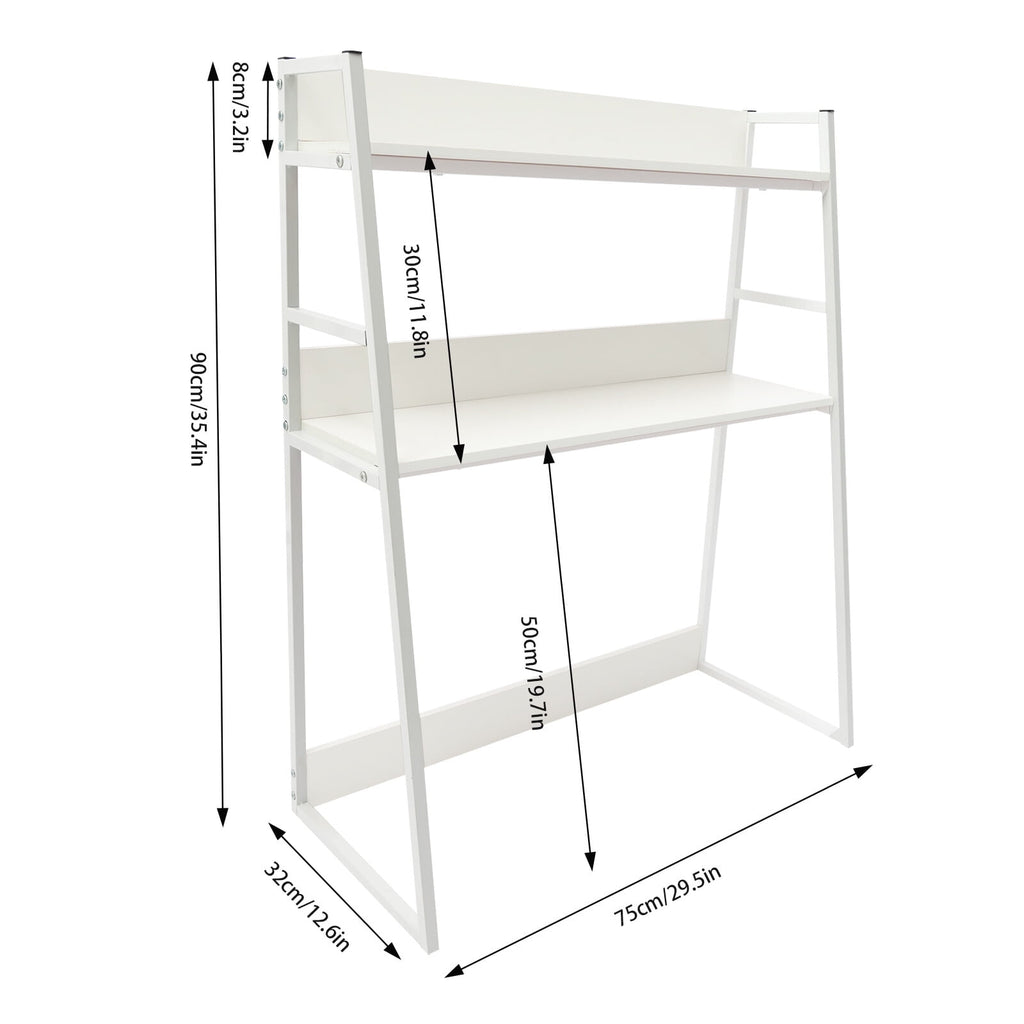 29.5*12.6 Freestanding White Desktop Bookshelf Multipurpose Desktop Hutch Countertop Hutch Bookshelf