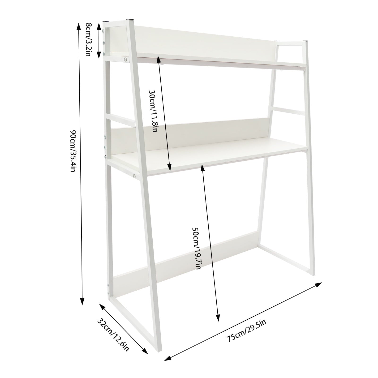 29.5*12.6 Freestanding White Desktop Bookshelf Multipurpose Desktop Hutch Countertop Hutch Bookshelf