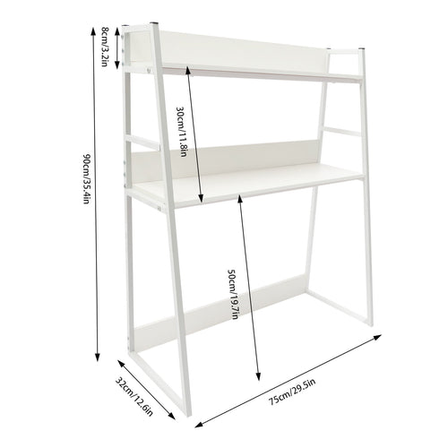 29.5*12.6 Freestanding White Desktop Bookshelf Multipurpose Desktop Hutch Countertop Hutch Bookshelf