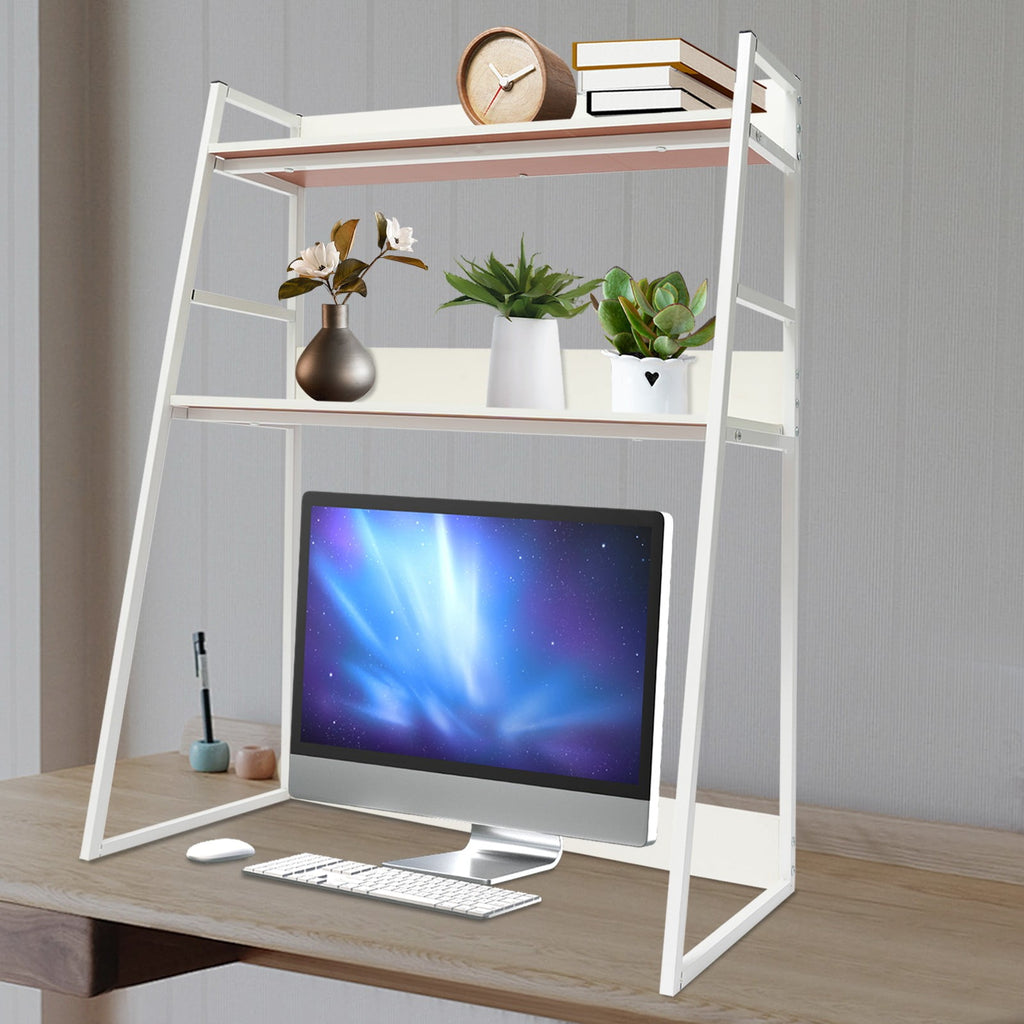 29.5*12.6 Freestanding White Desktop Bookshelf Multipurpose Desktop Hutch Countertop Hutch Bookshelf