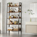 5 Tiers Bookshelf, 67" Tall Classical Modern Bookcase, Tall Display Shelves in Living Room/Home/Office, Industrial Metal Frame Book Storage Organizer for CDs/Books/Movies, Rustic Brown