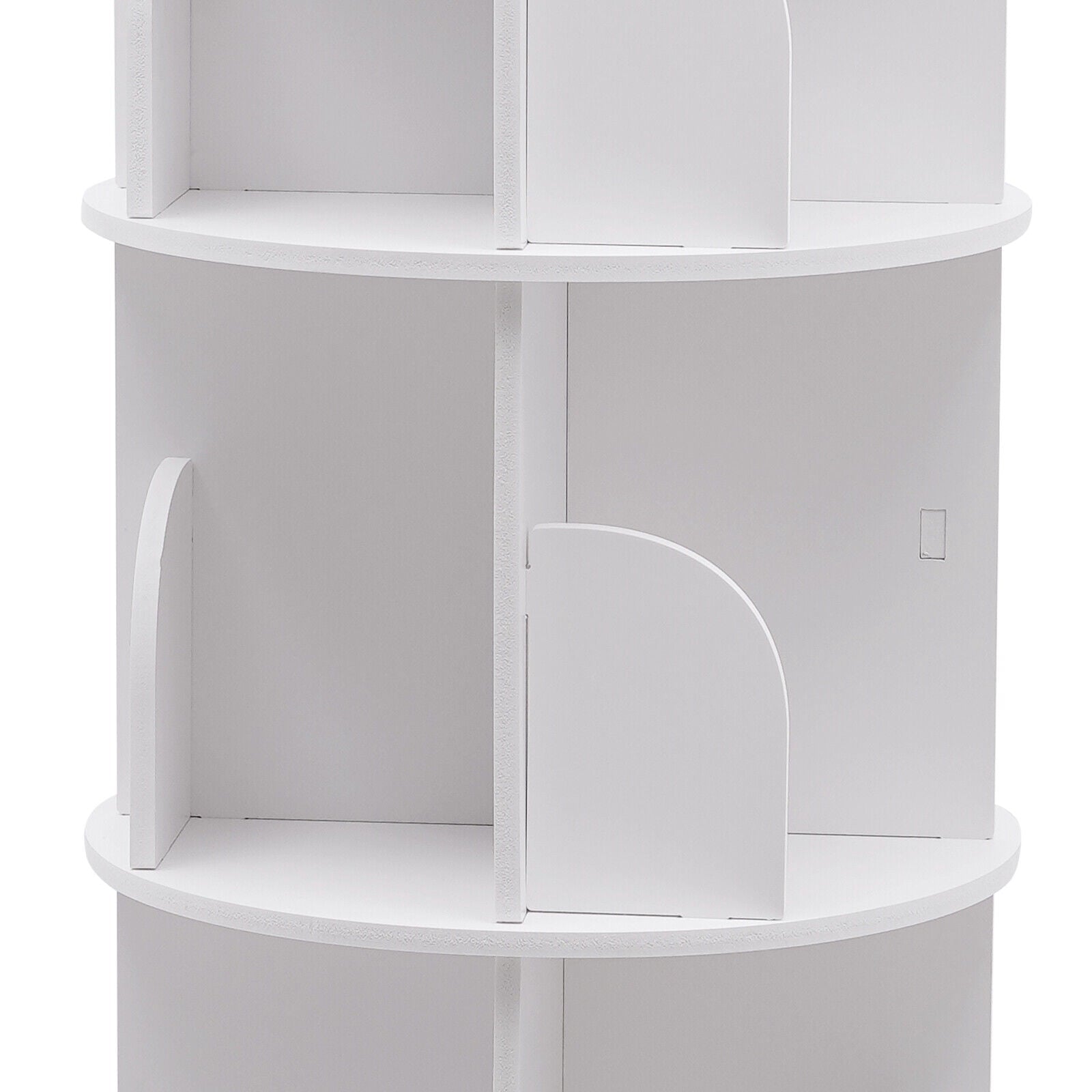 5 Tier Rotating Bookshelf, Indoor White Stackable Bookcase Storage Shelf Round Freestanding Display Rack Revolving Bookcase