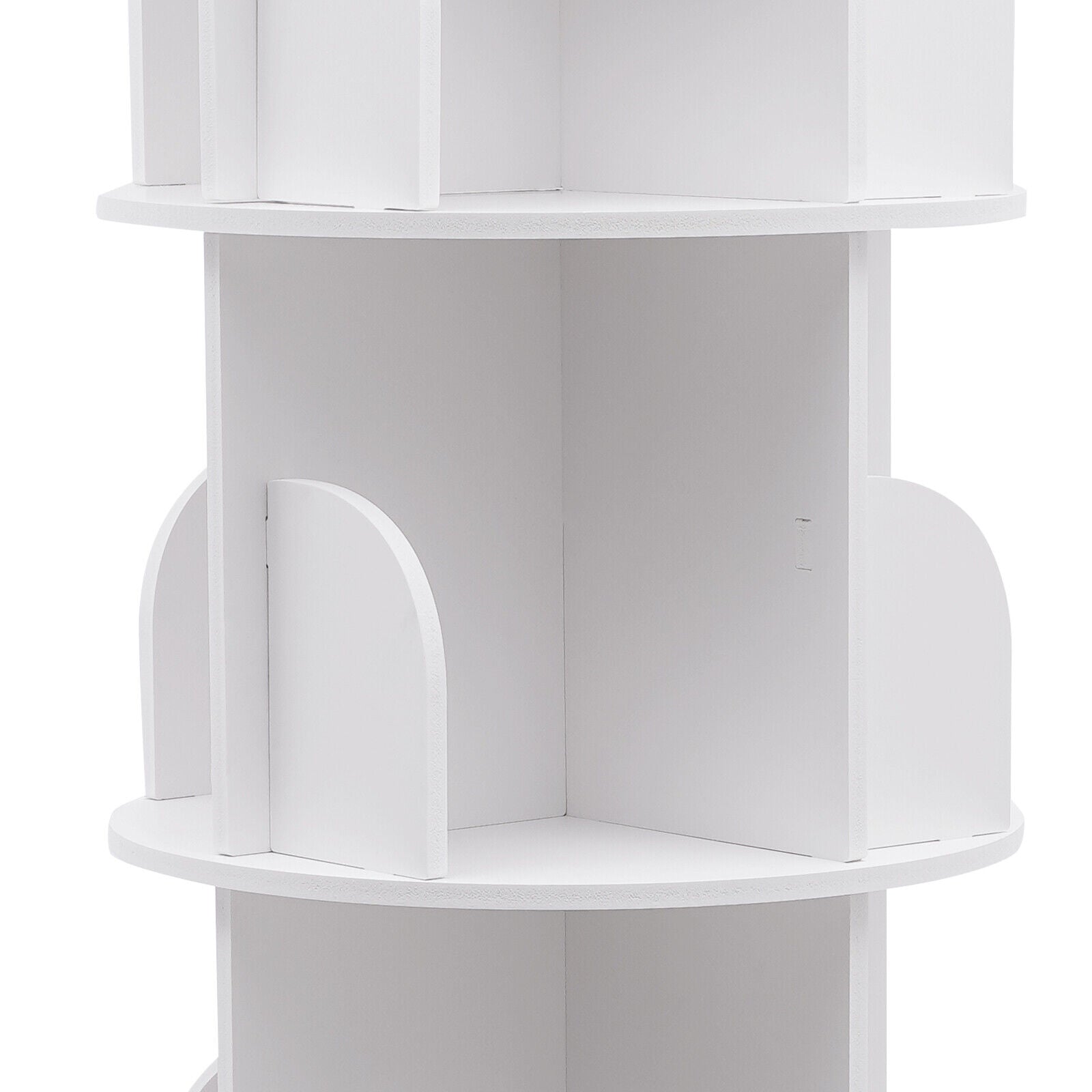5 Tier Rotating Bookshelf, Indoor White Stackable Bookcase Storage Shelf Round Freestanding Display Rack Revolving Bookcase