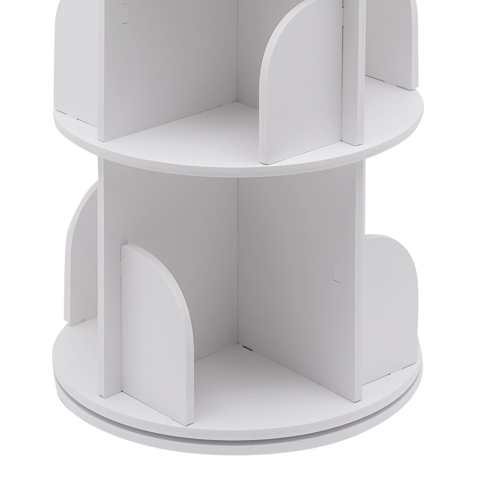 5 Tier Rotating Bookshelf, Indoor White Stackable Bookcase Storage Shelf Round Freestanding Display Rack Revolving Bookcase