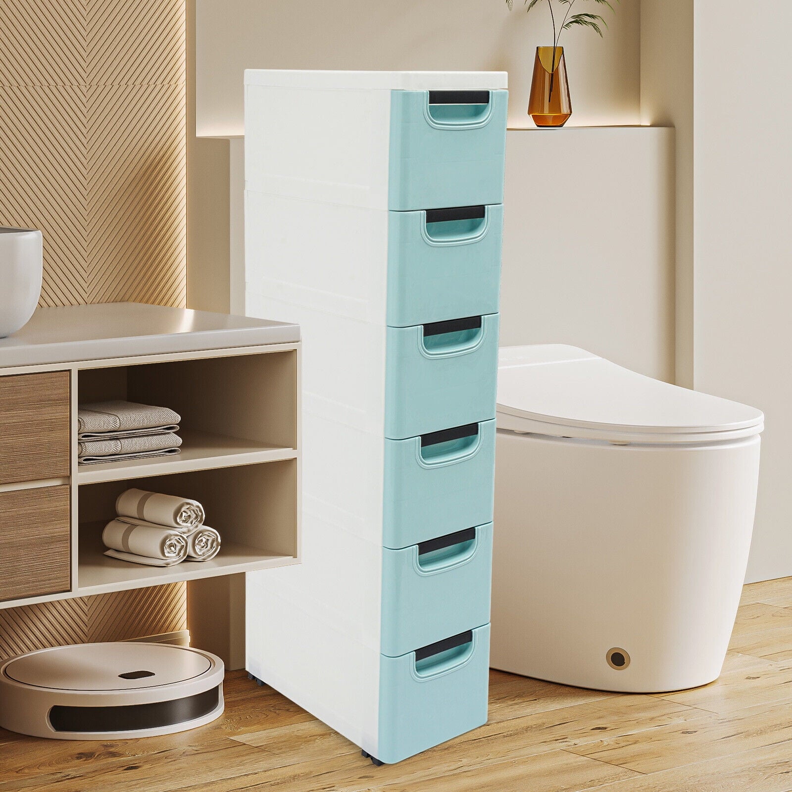 6 Drawers Storage Cabinet, Narrow Space Storage Cabinet Rack for Home Office