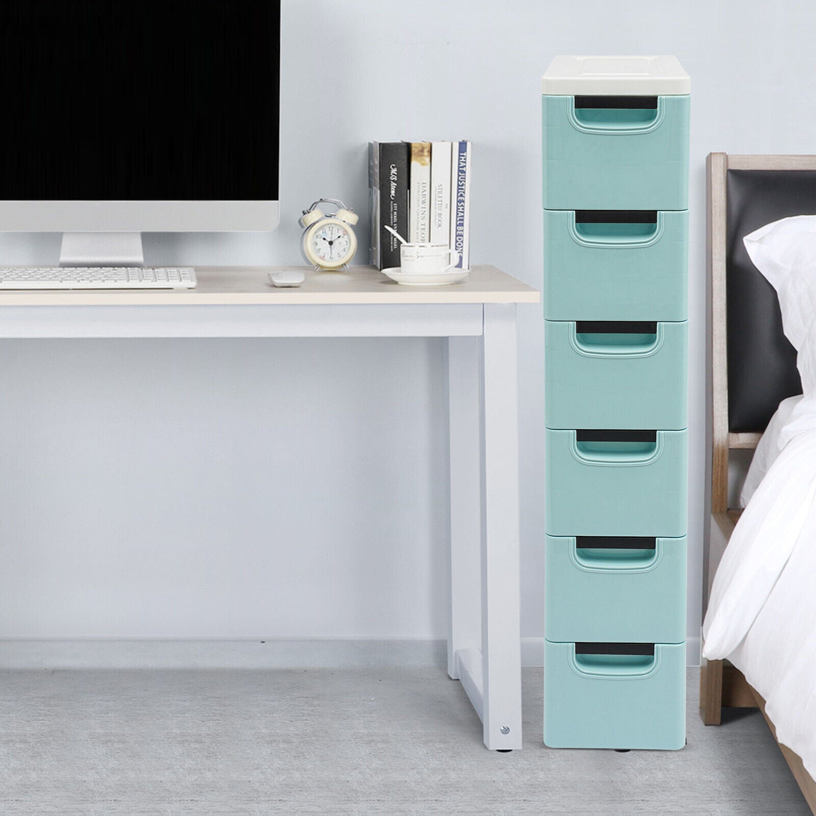 6 Drawers Storage Cabinet, Narrow Space Storage Cabinet Rack for Home Office