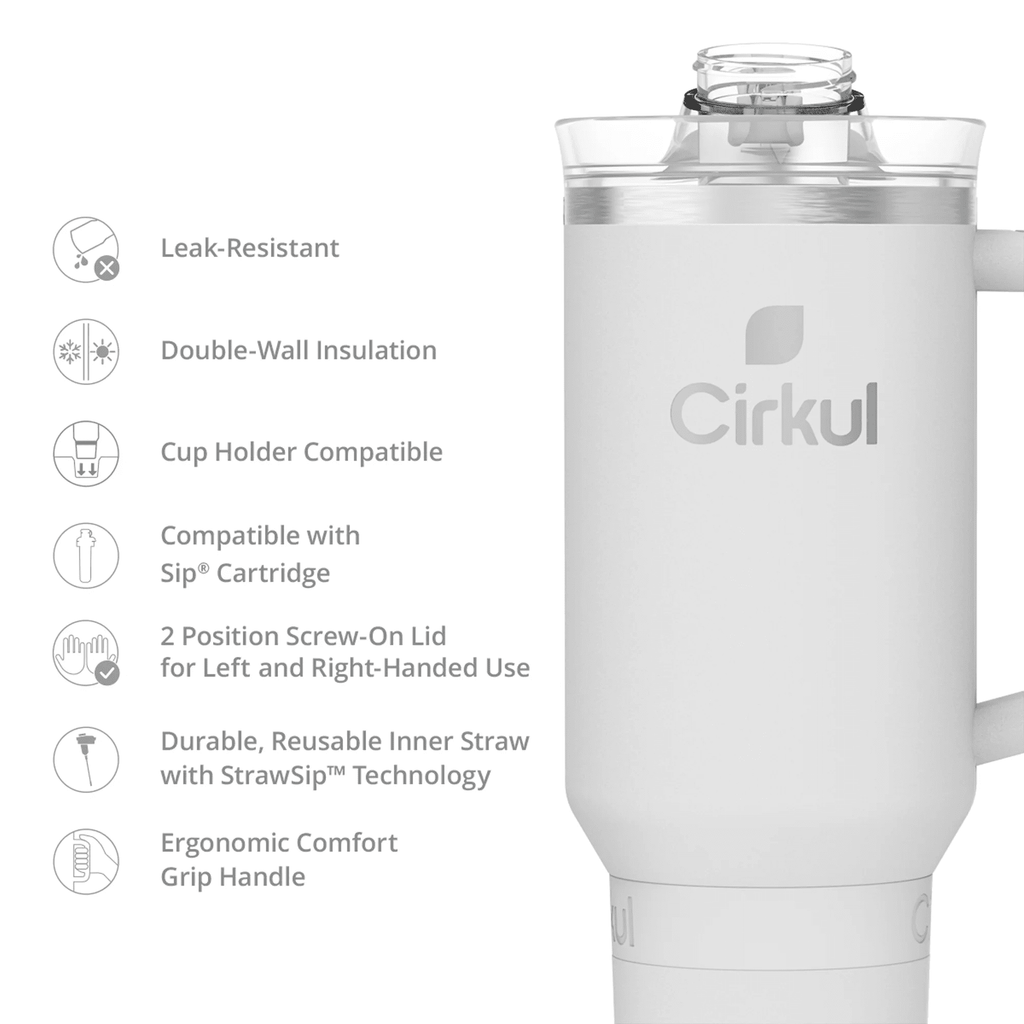 40oz All-Day StrawSip Double-Wall Insulated Stainless Steel Tumbler with Handle, (Light Gray)