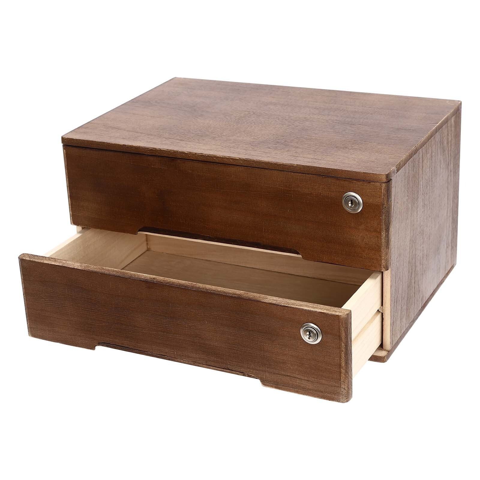 Wooden Desktop Jewelry Drawer Storage Box Table Cabinet Holder Organizer Chest