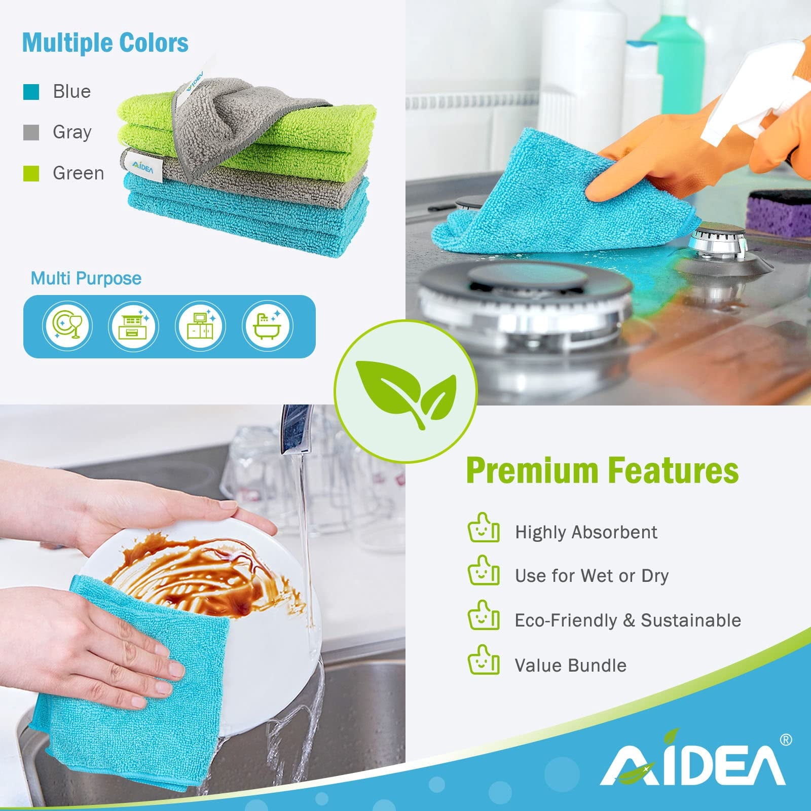 Microfiber Cleaning Cloth-50PK, Soft Microfiber Towels For Cars, Absorbent Cleaning Rags, Lint-Free Streak-Free Wash Cloths For House, Kitchen, Window(12in.x12in)