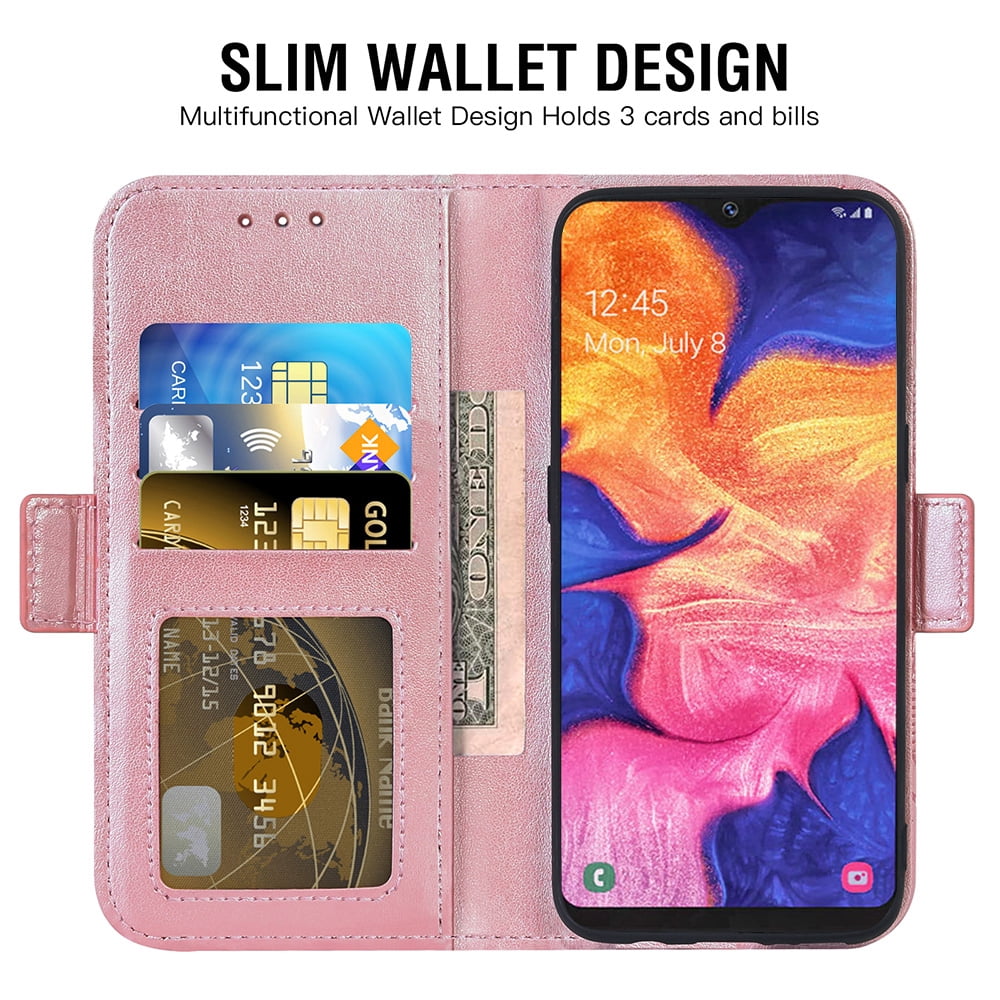 Asuwish Compatible with Samsung Galaxy A10e Wallet Phone Case and Tempered Glass Screen Protector Flip Credit Card Holder Stand Mandala Flower Cell Cover for A 10e 10ae S102DL Women Men Pink