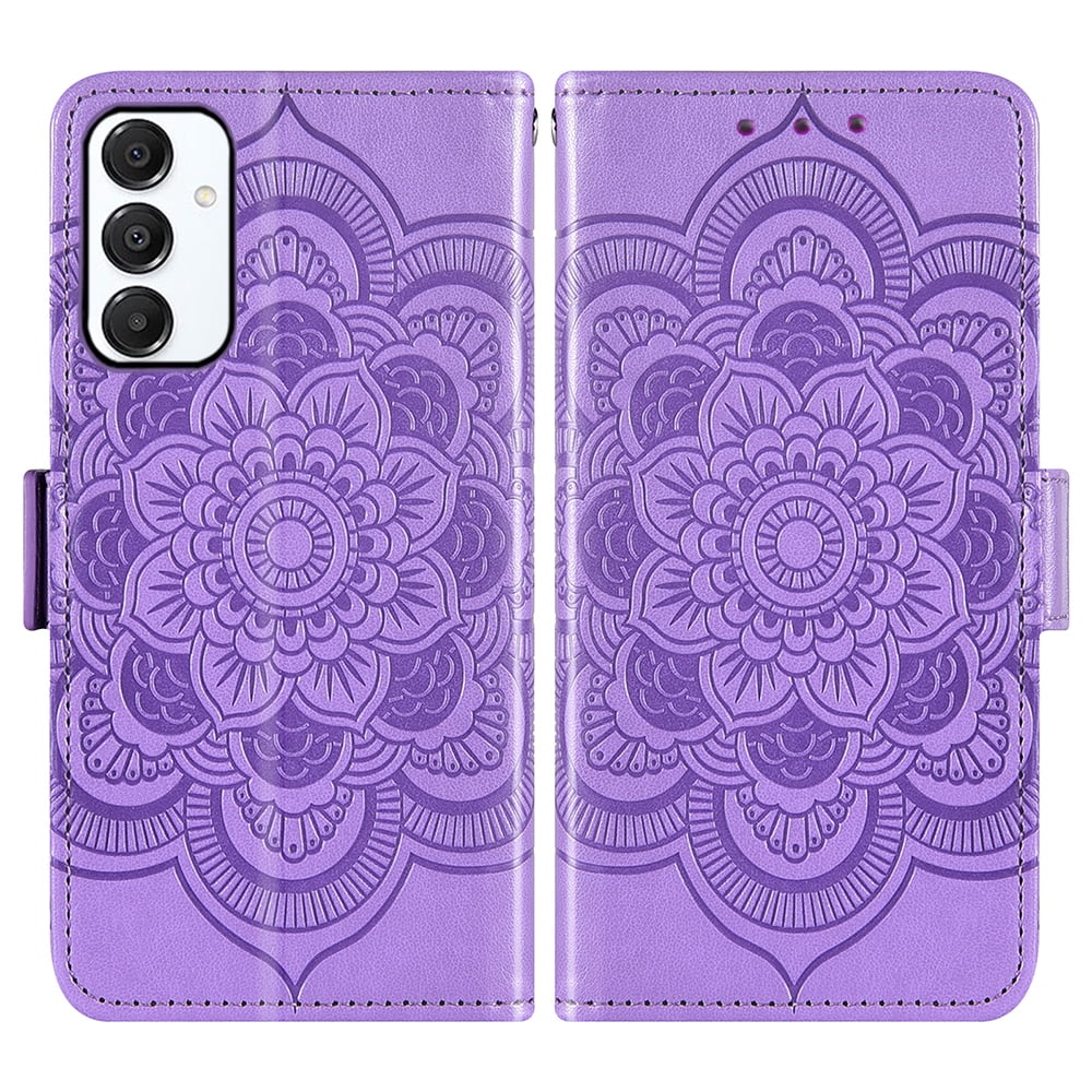 Asuwish Compatible with Samsung Galaxy A10e Wallet Phone Case and Tempered Glass Screen Protector Flip Credit Card Holder Stand Mandala Flower Cell Cover for A 10e 10ae S102DL Women Men Pink