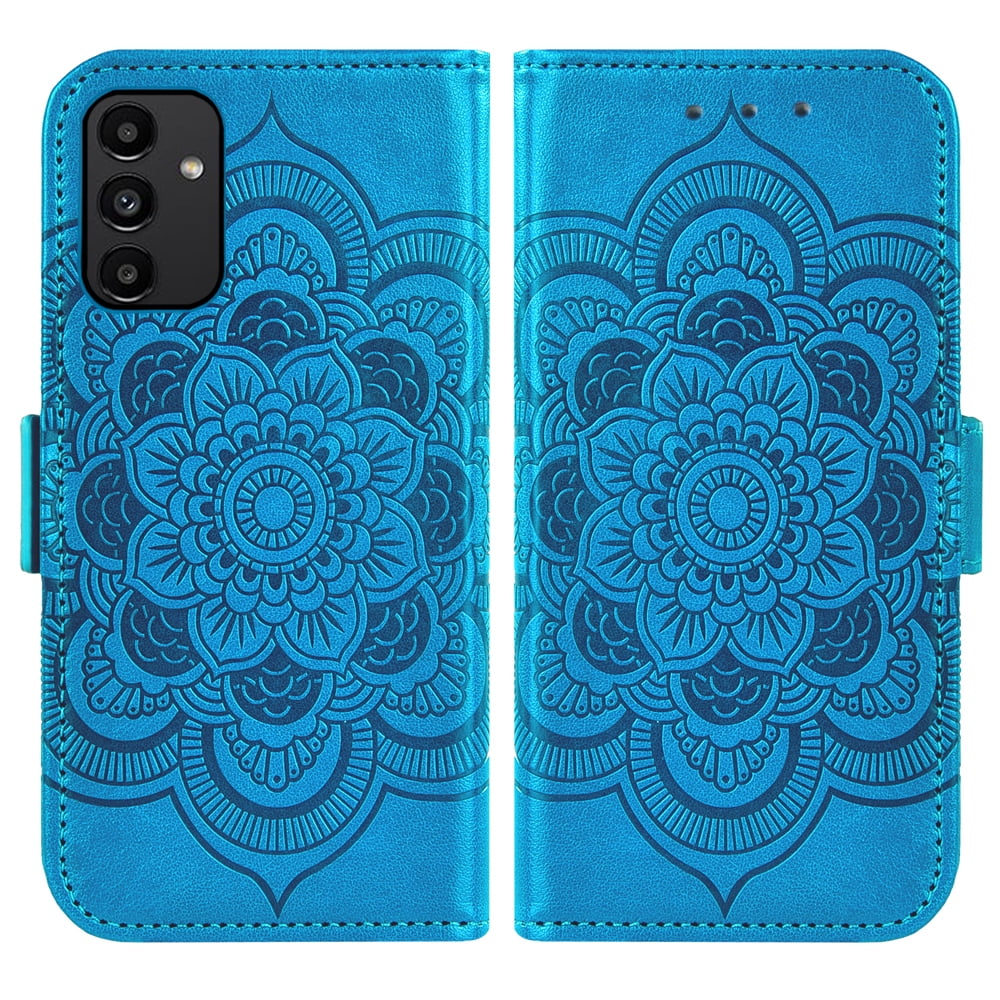 Asuwish Compatible with Samsung Galaxy A10e Wallet Phone Case and Tempered Glass Screen Protector Flip Credit Card Holder Stand Mandala Flower Cell Cover for A 10e 10ae S102DL Women Men Pink