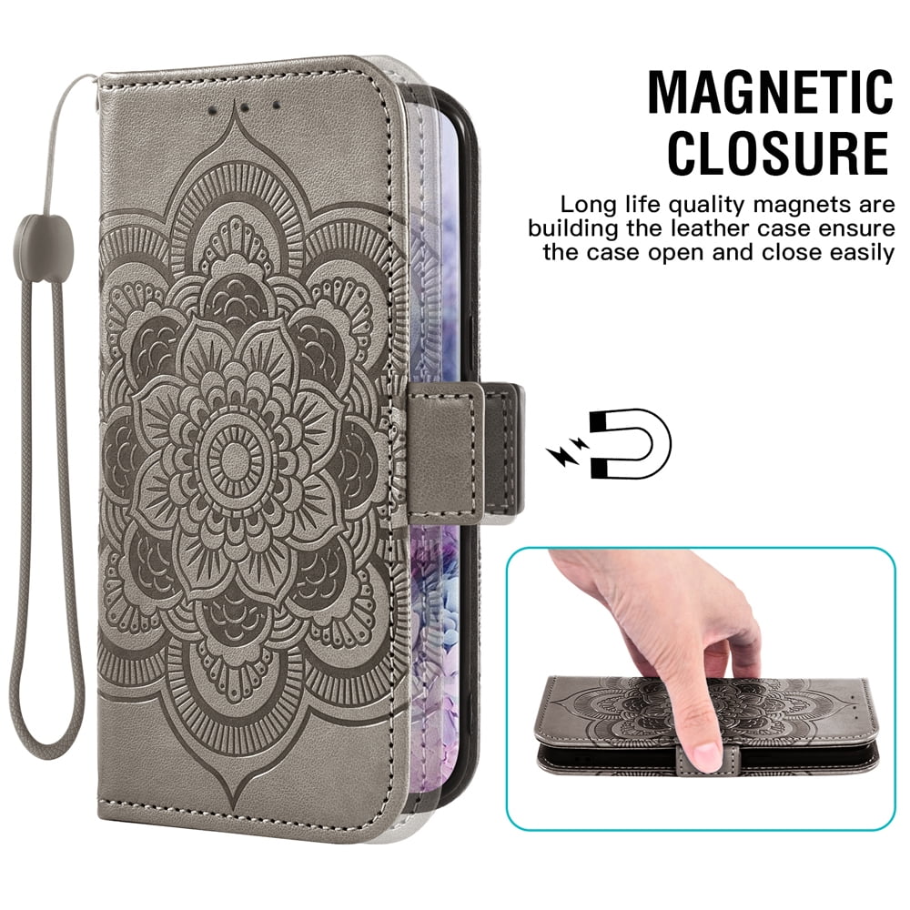 Asuwish Compatible with Samsung Galaxy A10e Wallet Phone Case and Tempered Glass Screen Protector Flip Credit Card Holder Stand Mandala Flower Cell Cover for A 10e 10ae S102DL Women Men Pink