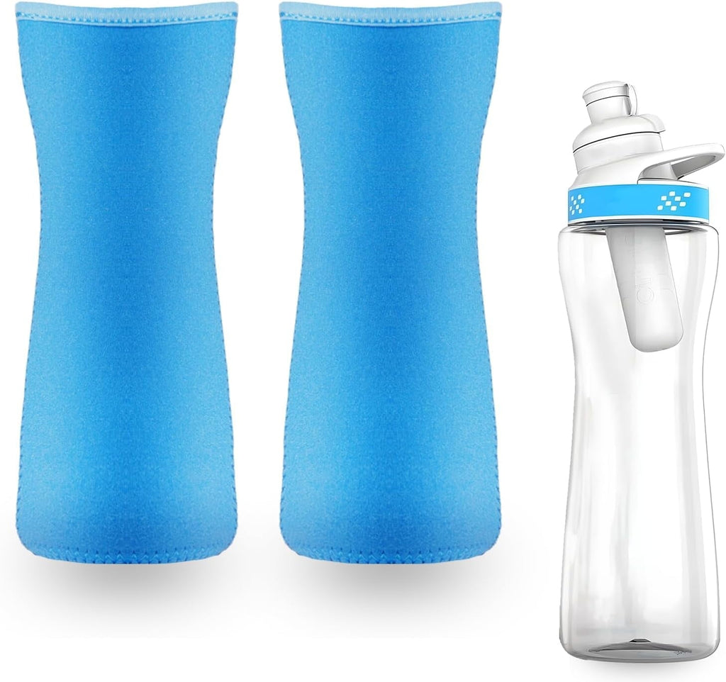 Water Bottle 2Pcs, 22oz Water Bottle Plastic and Stainless Steel Bottle  Water Bottle Cover for Retaining Temperature - Black