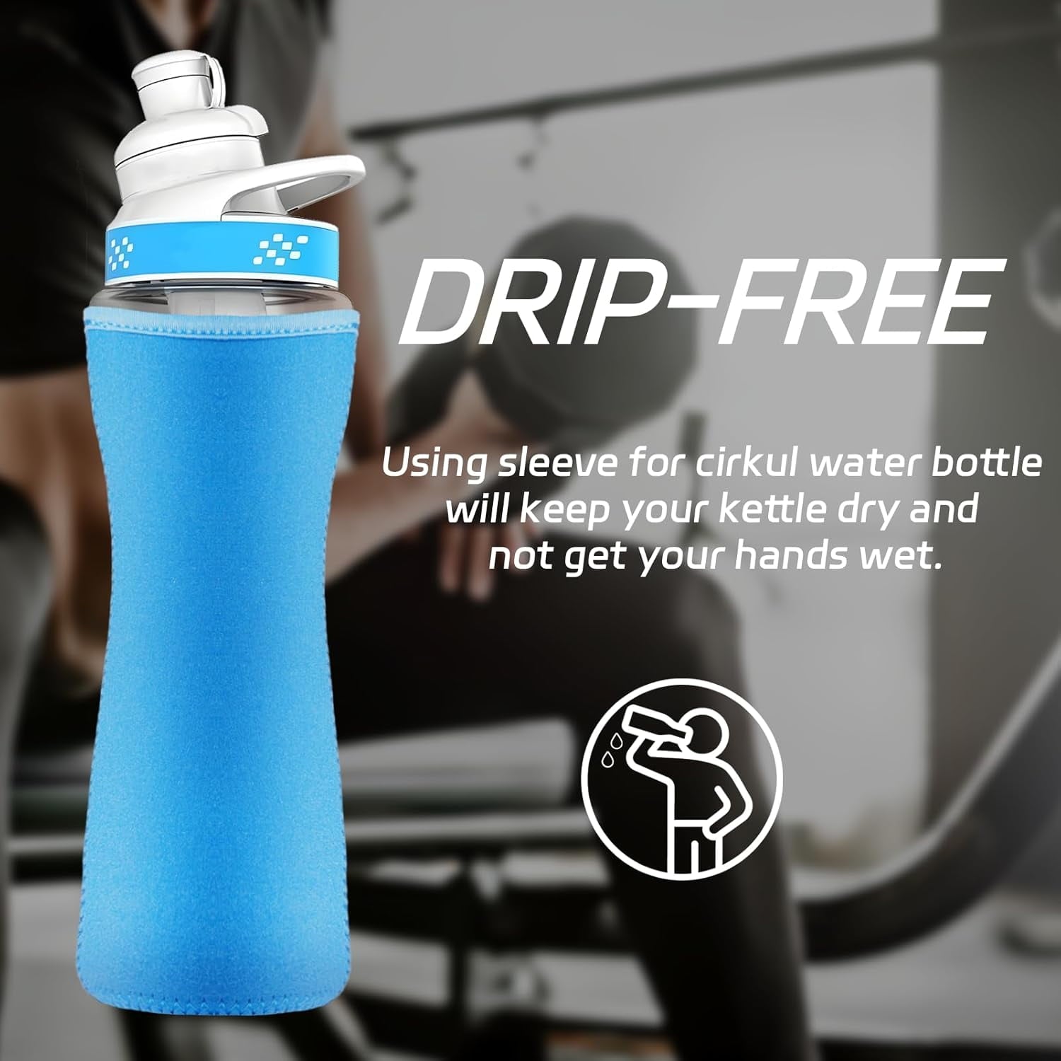 Water Bottle 2Pcs, 22oz Water Bottle Plastic and Stainless Steel Bottle  Water Bottle Cover for Retaining Temperature - Black