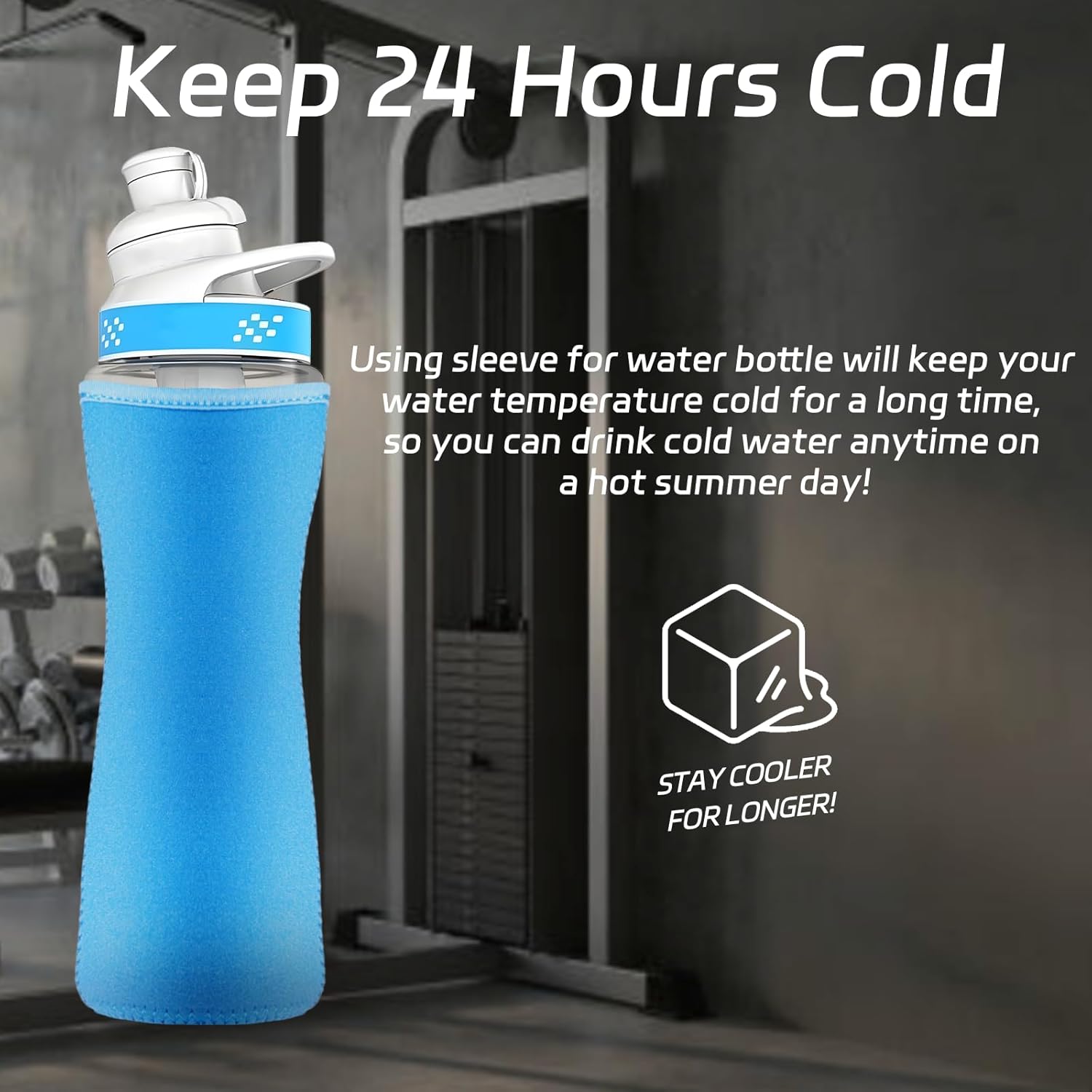 Water Bottle 2Pcs, 22oz Water Bottle Plastic and Stainless Steel Bottle  Water Bottle Cover for Retaining Temperature - Black