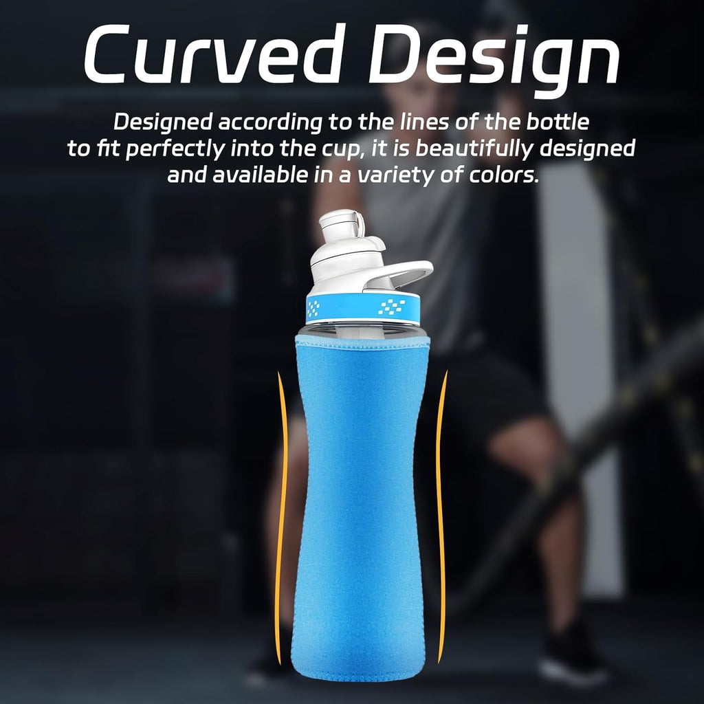 Water Bottle 2Pcs, 22oz Water Bottle Plastic and Stainless Steel Bottle  Water Bottle Cover for Retaining Temperature - Black