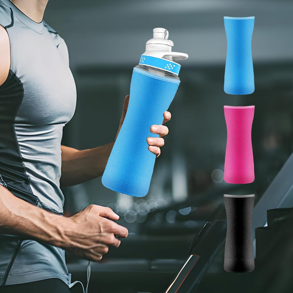 Water Bottle 2Pcs, 22oz Water Bottle Plastic and Stainless Steel Bottle  Water Bottle Cover for Retaining Temperature - Black