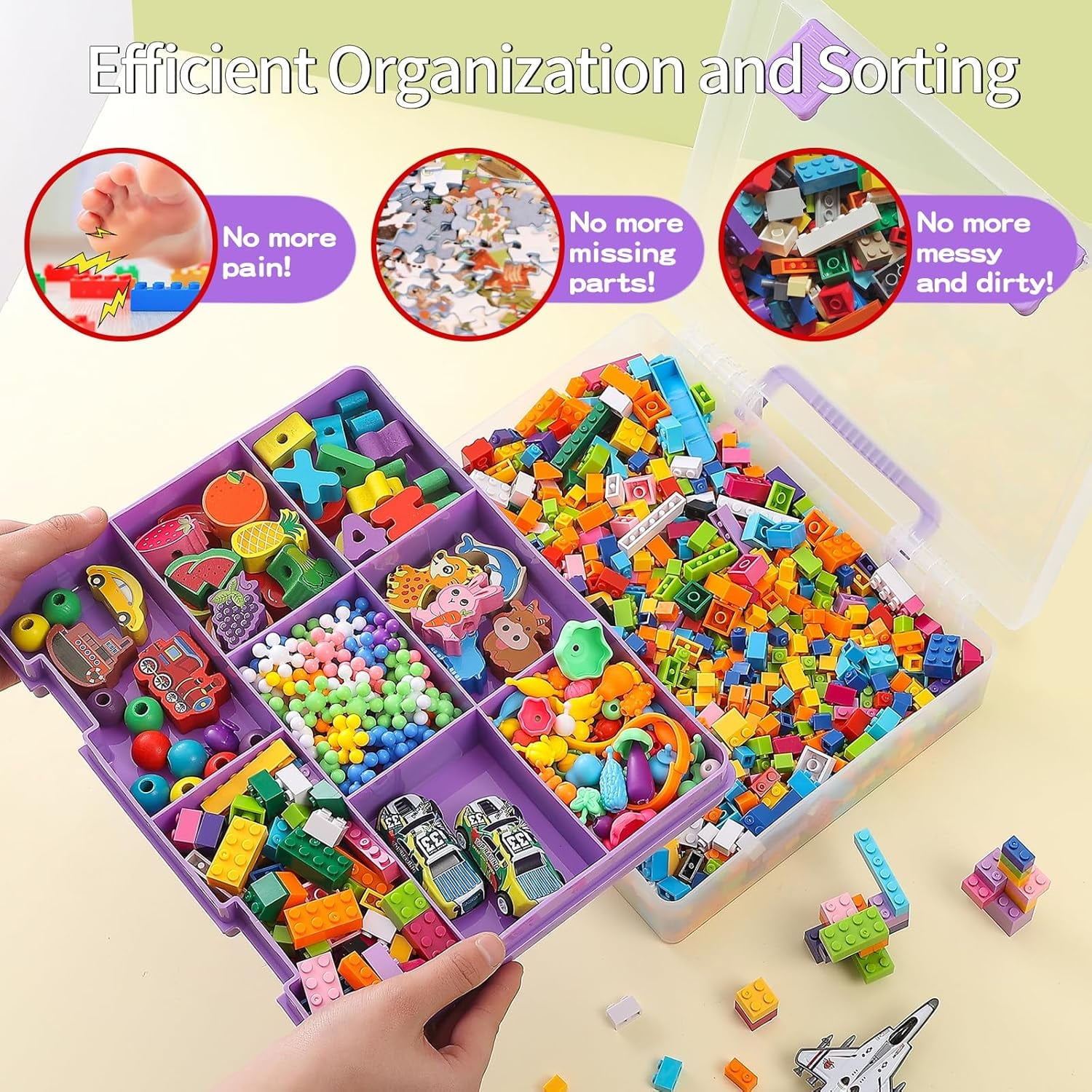 AllWays Plaza Toy Storage Organizer for Lego Stackable Organizer Bins Portable Organizer Containers Storage Box Plastic Case for Bead Bracelet Making DIY Jewelry Nail Charms (Blue)