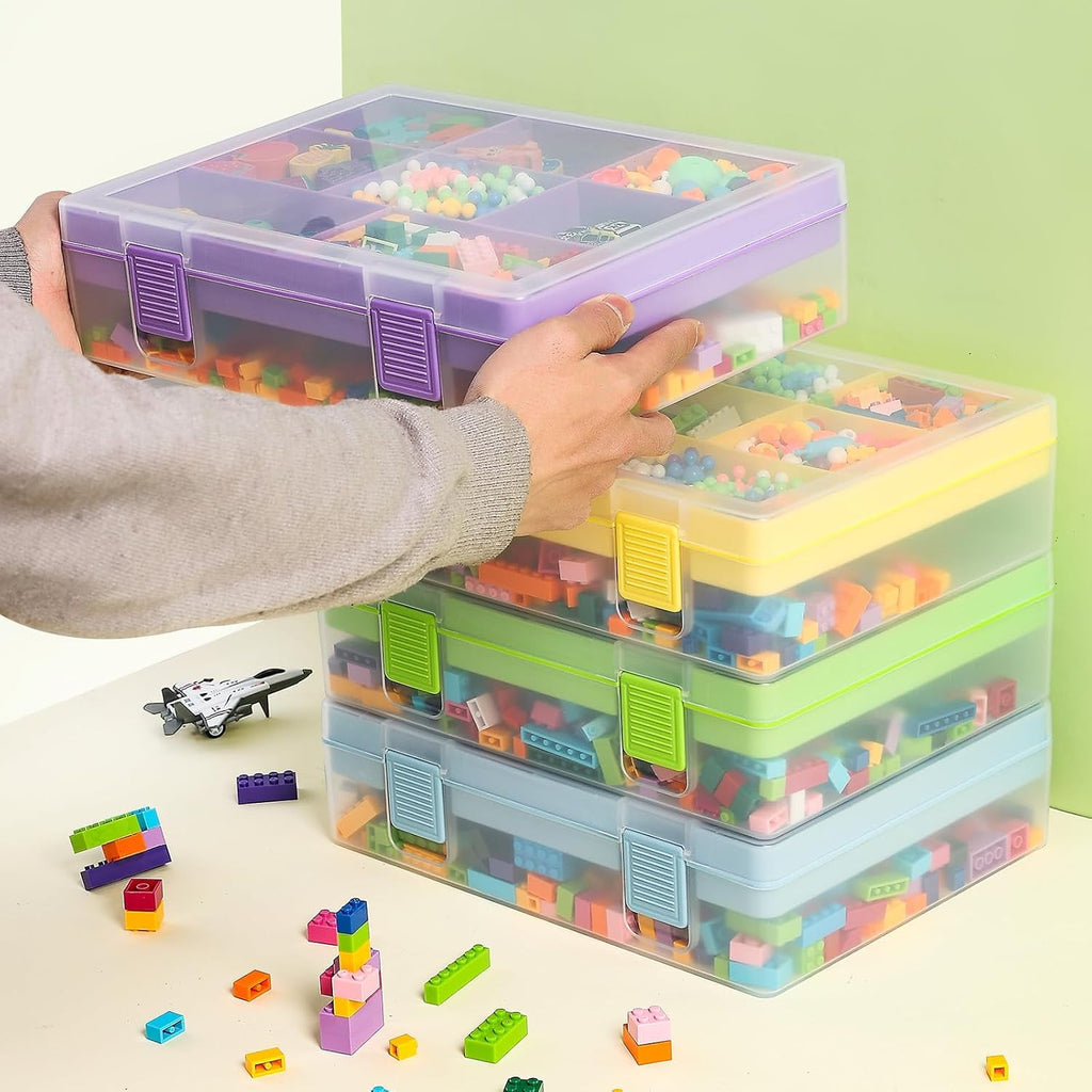 AllWays Plaza Toy Storage Organizer for Lego Stackable Organizer Bins Portable Organizer Containers Storage Box Plastic Case for Bead Bracelet Making DIY Jewelry Nail Charms (Blue)