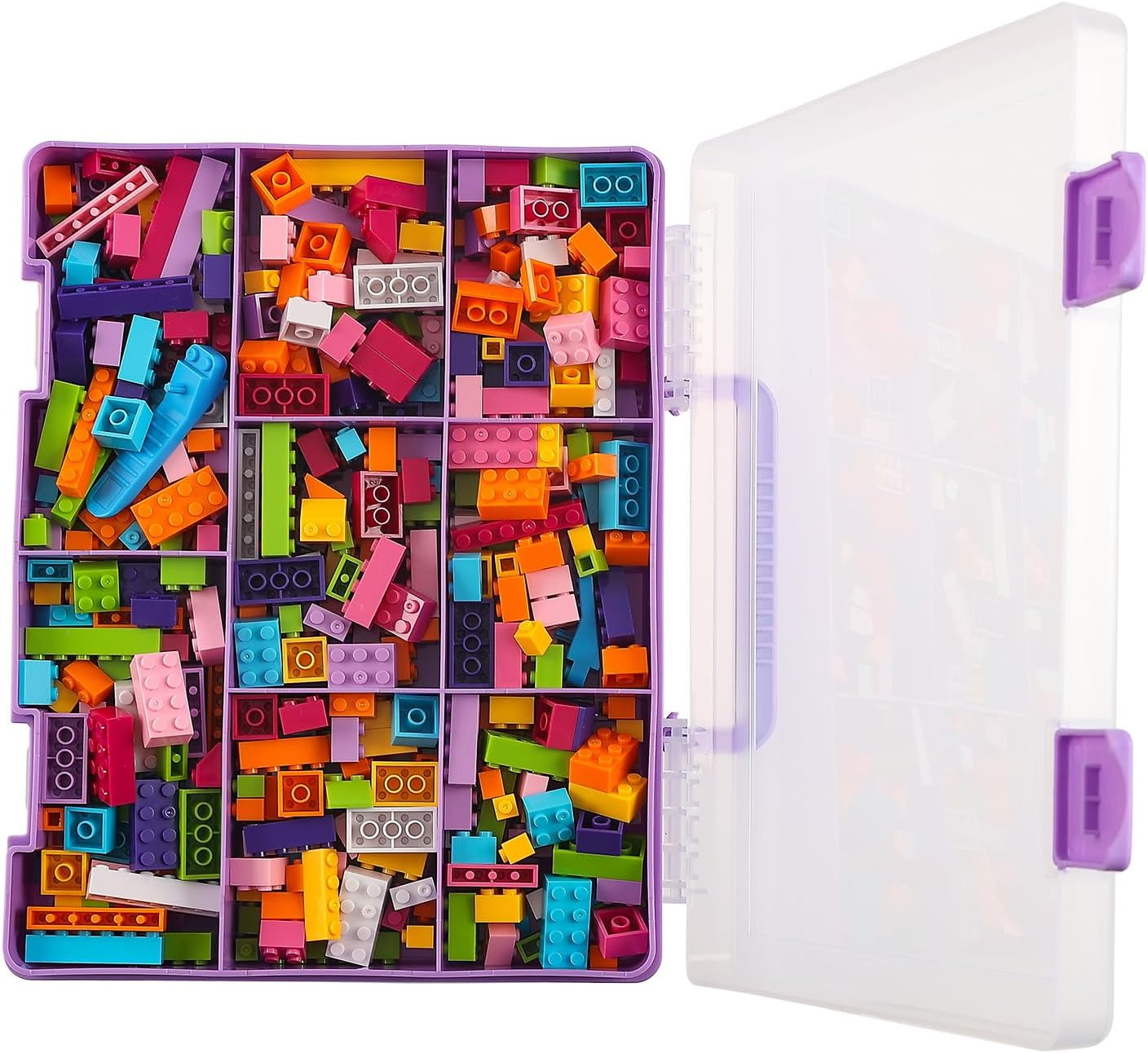 AllWays Plaza Toy Storage Organizer for Lego Stackable Organizer Bins Portable Organizer Containers Storage Box Plastic Case for Bead Bracelet Making DIY Jewelry Nail Charms (Blue)